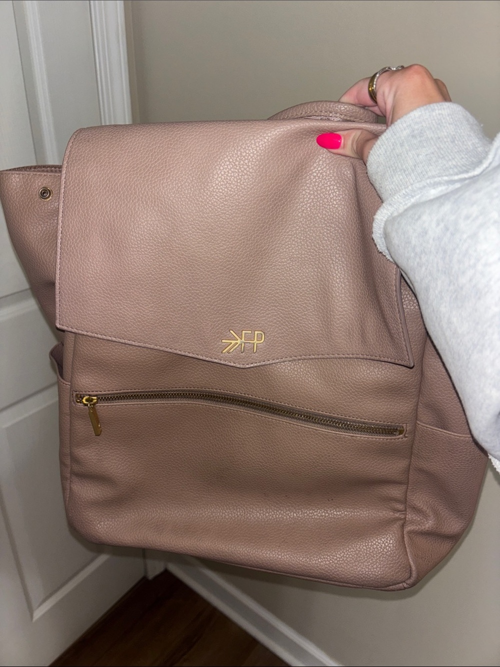 Freshly Picked Blush Mauve Leather Backpack/ Diaper Bag with Gold Hardware